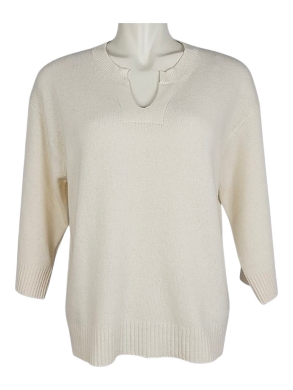 NWT Bianco & Blu Italy Women's Cream Merino Cashmere Knit Sweater XL